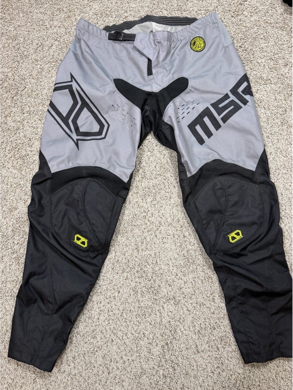 MSR Axxis Motocross Pants Size 42 Gray Black Neon Yellow MX Dirt Bike Pants
